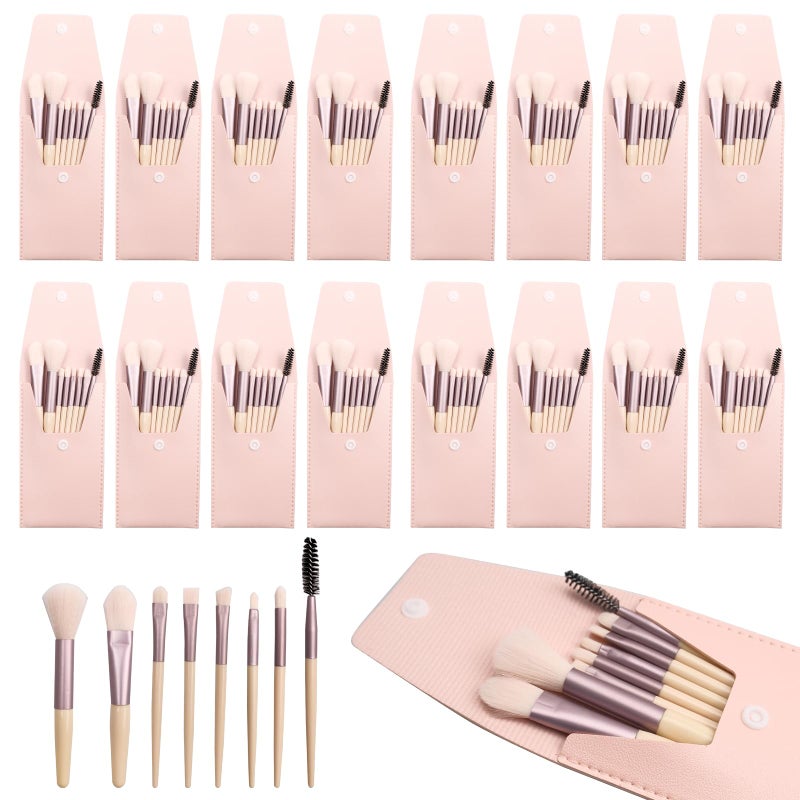 Olutacot 16 Sets Travel Makeup Brush Set Synthetic Fiber Face Foundation Make up Brushes Bridesmaid Gift with Travel Makeup Bag for Wedding Bridal Shower Favors Bachelorette Party Gift Ivory Beige - Image 2