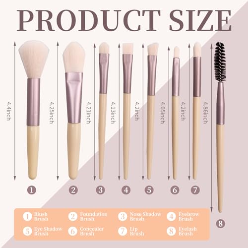 Olutacot 16 Sets Travel Makeup Brush Set Synthetic Fiber Face Foundation Make up Brushes Bridesmaid Gift with Travel Makeup Bag for Wedding Bridal Shower Favors Bachelorette Party Gift Ivory Beige - Image 3