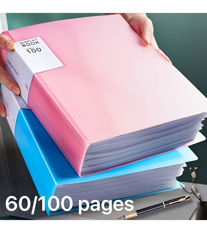 حافظة بلاستيكية زرقاء بحجم A4، 100 صفحة، منظم ملفات متعدد الطبقات - Image 1