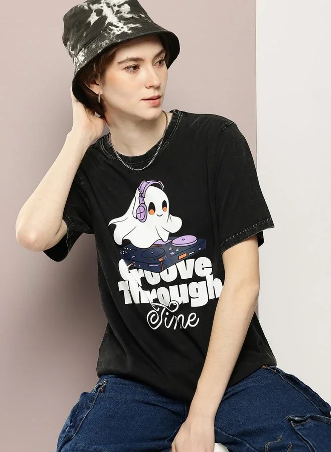 Dillinger Women Oversized Washed Printed T-Shirt