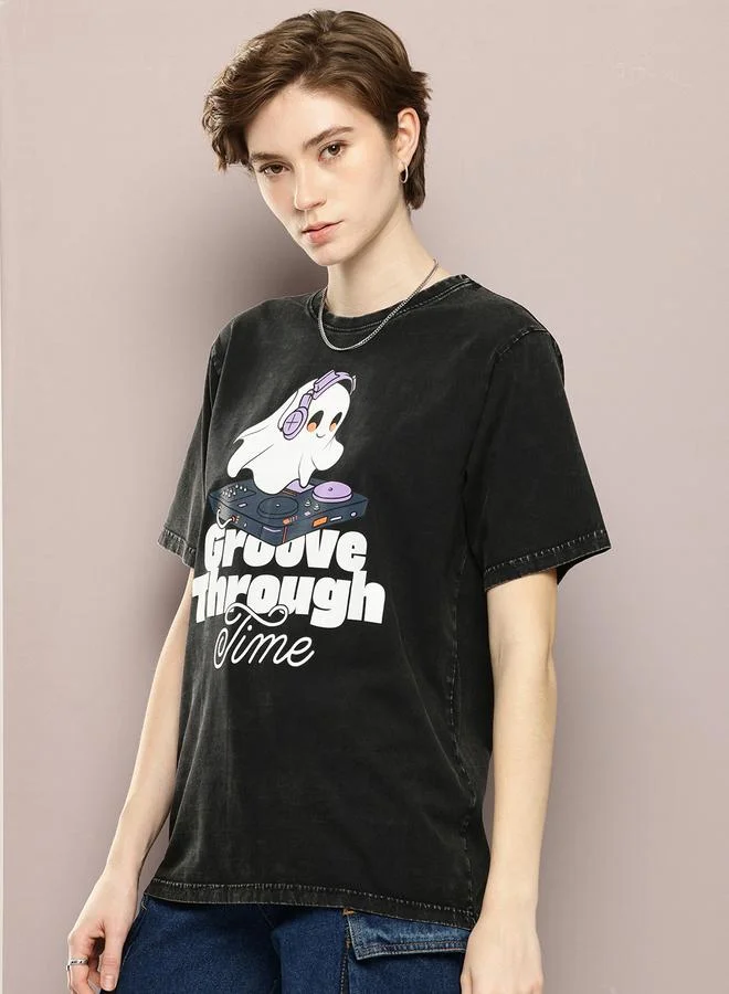 Dillinger Women Oversized Washed Printed T-Shirt