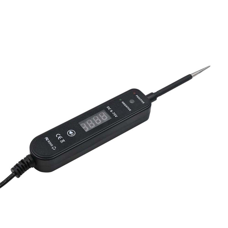 Automotive Circuit Tester 6-75V DC, LED Digital Display Auto Electrical Test Light with Voltage Detection, Polarity and Continuity Checker for Car Truck Motorcycle Vehicle Maintenance Black - Image 5
