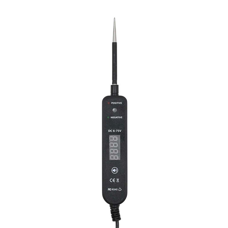 Automotive Circuit Tester 6-75V DC, LED Digital Display Auto Electrical Test Light with Voltage Detection, Polarity and Continuity Checker for Car Truck Motorcycle Vehicle Maintenance Black - Image 4