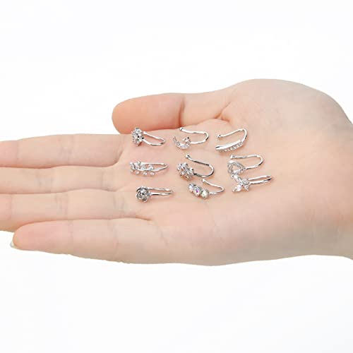 CrazyPiercing Fake Nose Ring CZ African Nose Cuffs Gold Faux Septum Nose Rings Clip on Nose Jewelry for Woman Non Pierced Jewelry (9 Clip Nose Ring-Silver) - Image 4