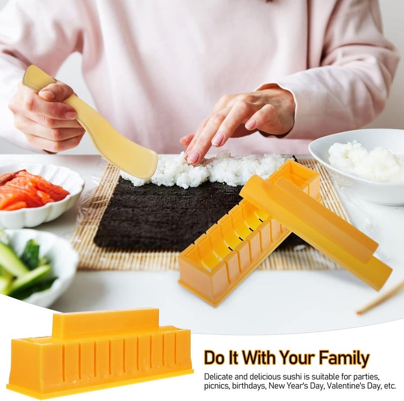 Hemoton Sushi Making Kit Sushi Maker Set Sushi Mold Press Sushi Roller Mold Maker Kit Sushi Making Kit for Beginners Sushi Rice Roll Mold Shapes with 2pairs Chopsticks - Image 2
