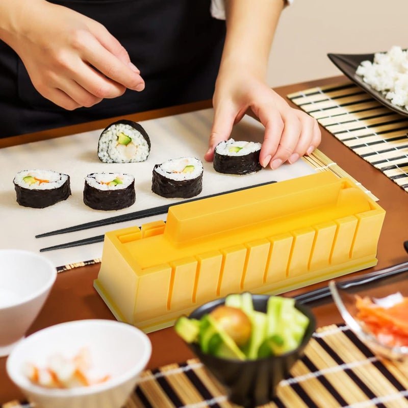 Hemoton Sushi Making Kit Sushi Maker Set Sushi Mold Press Sushi Roller Mold Maker Kit Sushi Making Kit for Beginners Sushi Rice Roll Mold Shapes with 2pairs Chopsticks - Image 5