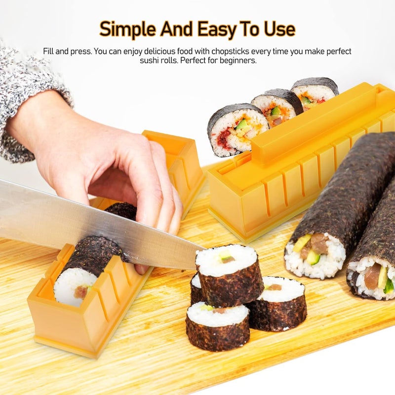 Hemoton Sushi Making Kit Sushi Maker Set Sushi Mold Press Sushi Roller Mold Maker Kit Sushi Making Kit for Beginners Sushi Rice Roll Mold Shapes with 2pairs Chopsticks - Image 3