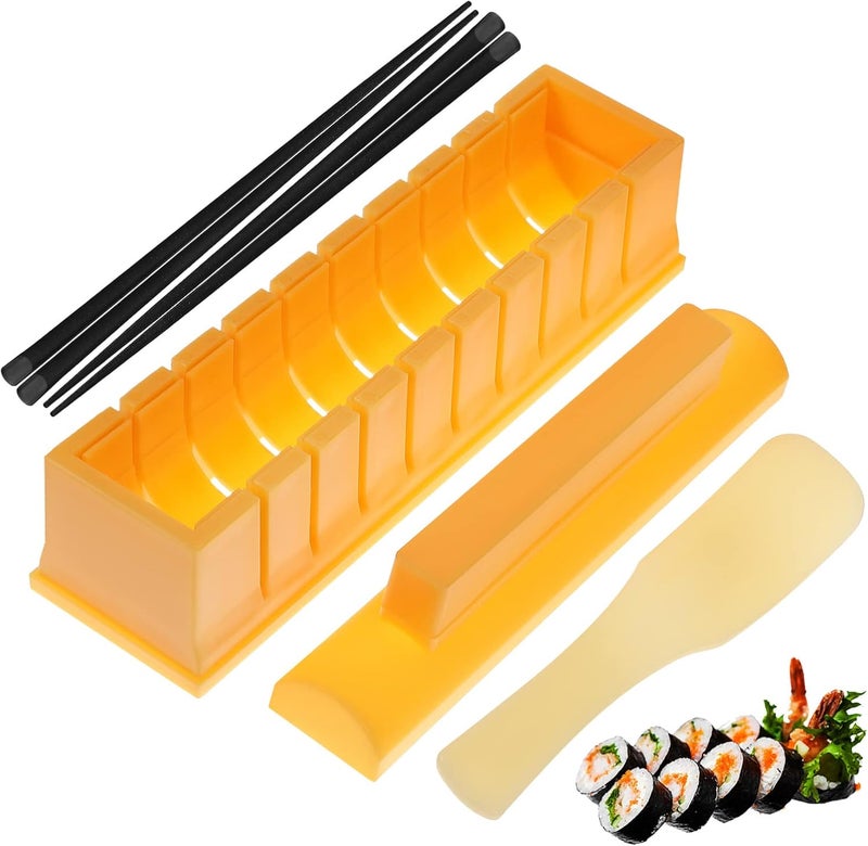 Hemoton Sushi Making Kit Sushi Maker Set Sushi Mold Press Sushi Roller Mold Maker Kit Sushi Making Kit for Beginners Sushi Rice Roll Mold Shapes with 2pairs Chopsticks - Image 1
