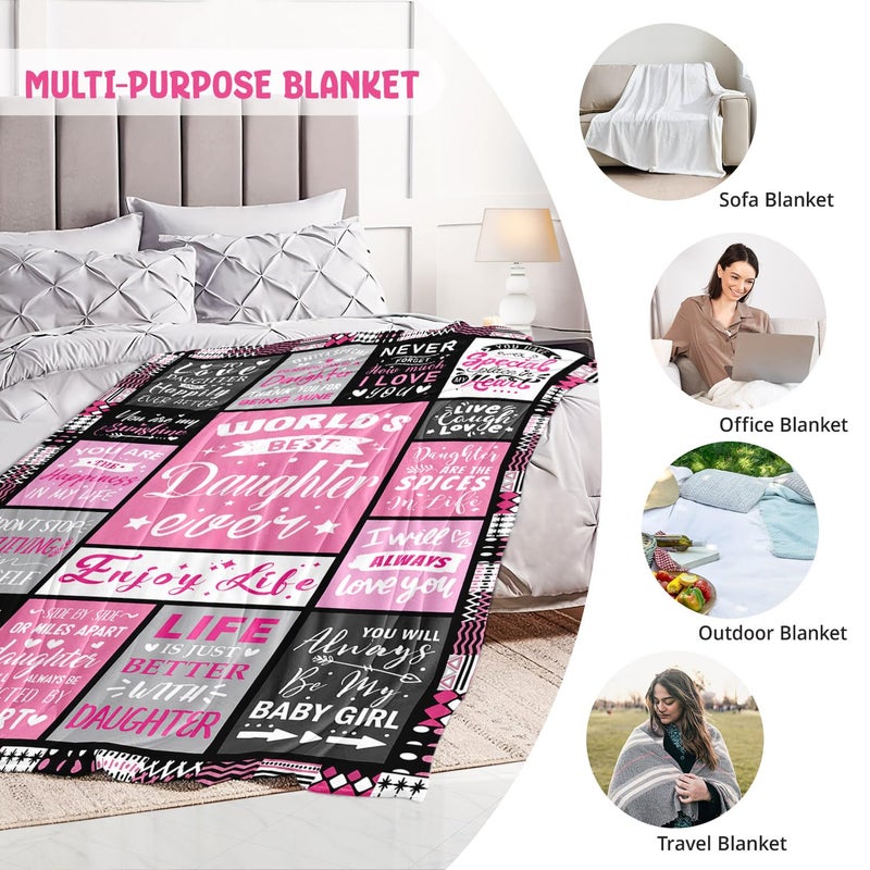 PVDSAVE Easter Basket Stuffers for Teen Girls - Daughter Birthday Gifts from Mom Dad - World's Best Daughter Ever Gifts - Mothers Day Graduation Presents for Daughters Adult - Daughters Life Blanket 50"x60" - Image 5