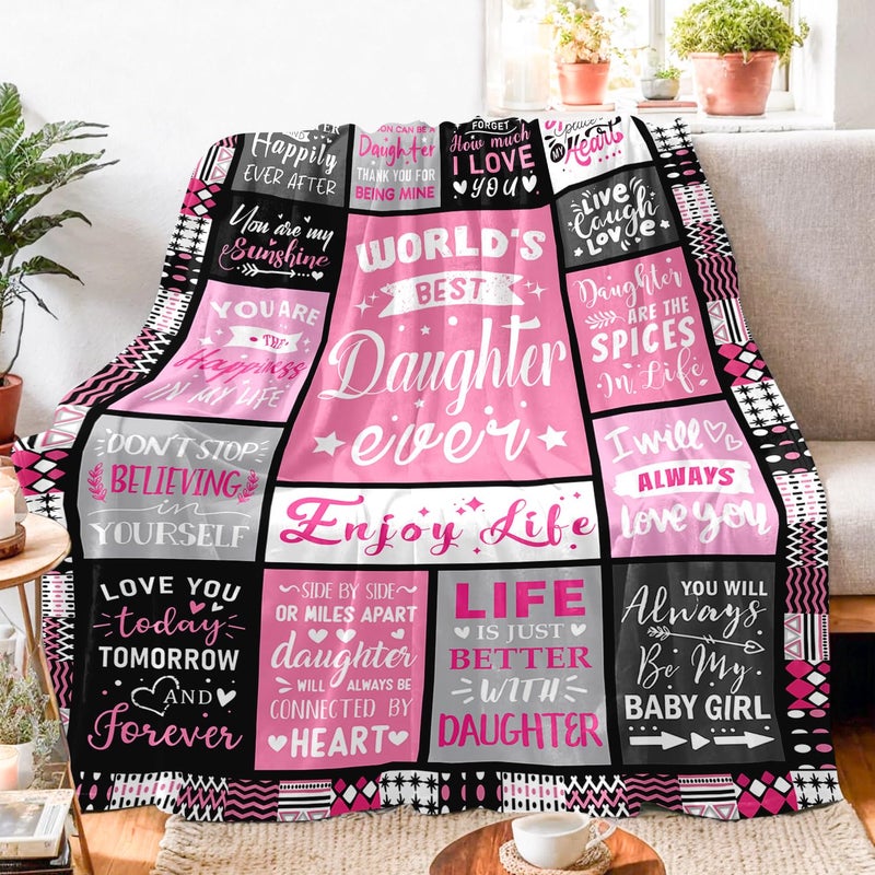 PVDSAVE Easter Basket Stuffers for Teen Girls - Daughter Birthday Gifts from Mom Dad - World's Best Daughter Ever Gifts - Mothers Day Graduation Presents for Daughters Adult - Daughters Life Blanket 50"x60" - Image 4
