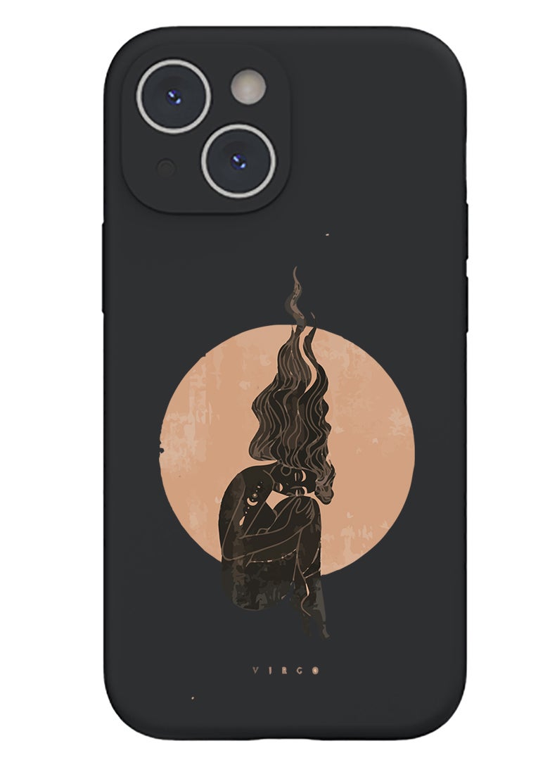 Theodor Protective Slim Fit Case Liquid Silicone Cover with Full Body Protection Anti-Scratch Shockproof Case For iPhone 15 Plus Black - Virgo - Image 1