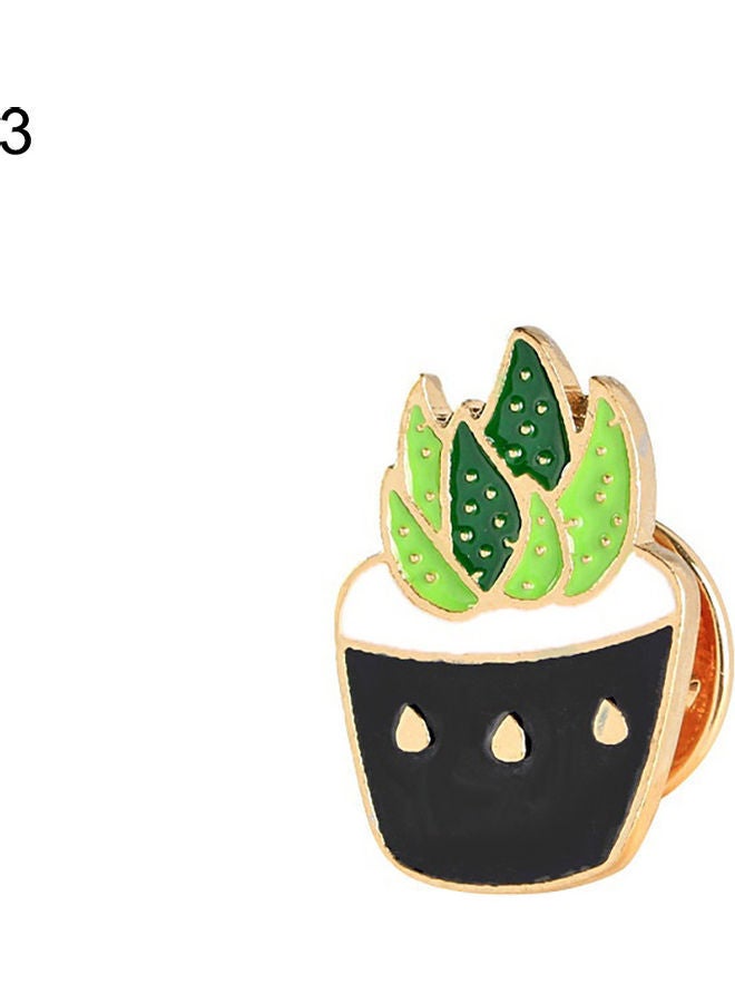 NIBEMINENT Cactus Potted Plant Enamel Brooch