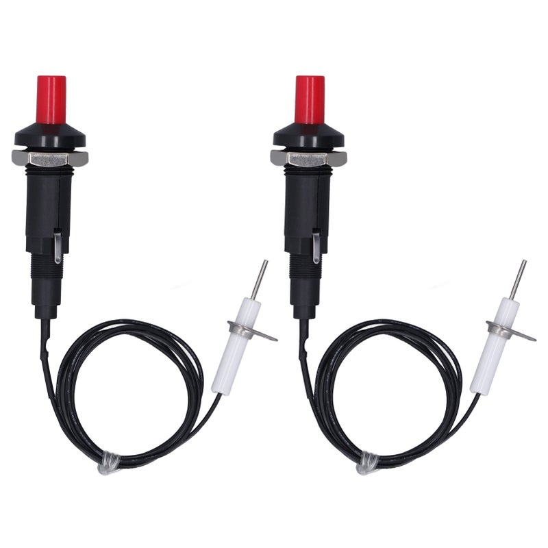 2 Pcs Piezo Igniter 1 Out 2 Push Button with Ignition Needle Wire 1 Meter Piezoelectric Ignition for Fireplace Oven Heater Kitchen - Image 1