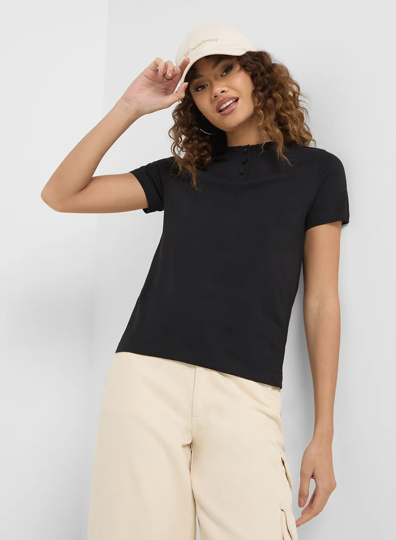 Ginger Basics Henley Button T-Shirt