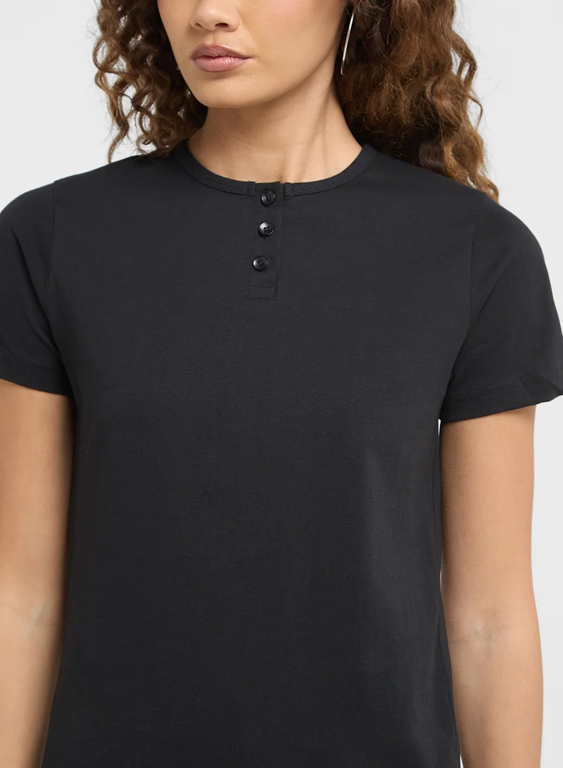Ginger Basics Henley Button T-Shirt