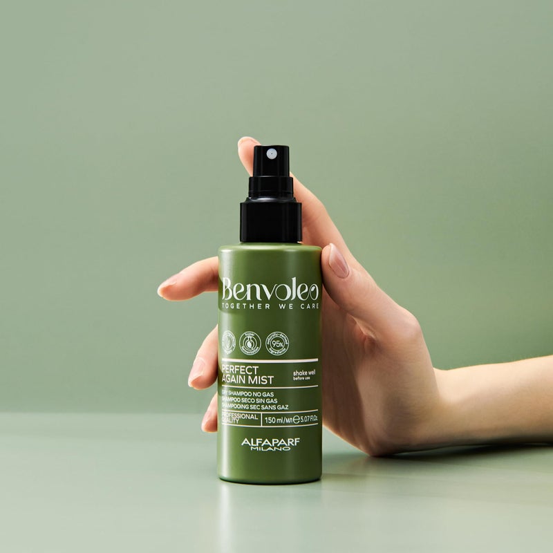 Alfaparf Milano Benvoleo Perfect Again Dry Shampoo Mist - Clean, Vegan, Sustainable Hair Care - Gas/Aerosol Free - Eliminated Residue and Odor - Two-Phase Dry Shampoo - 5.07 Fl. Oz. - Image 3
