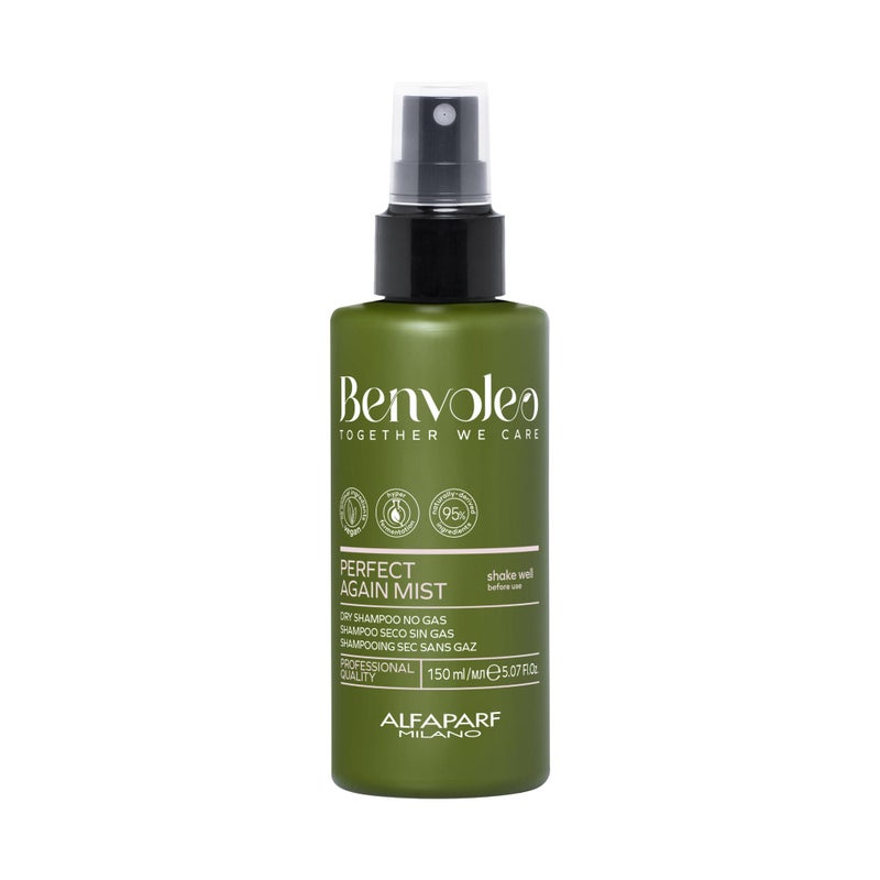 Alfaparf Milano Benvoleo Perfect Again Dry Shampoo Mist - Clean, Vegan, Sustainable Hair Care - Gas/Aerosol Free - Eliminated Residue and Odor - Two-Phase Dry Shampoo - 5.07 Fl. Oz. - Image 1