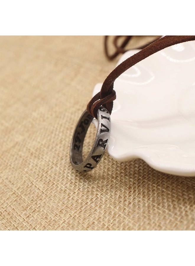 NWSOJ Uncharted 4 Nathan Drake Ring Necklace for Men with Adjustable Leather Cord Handmade - Image 4