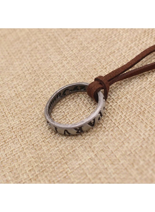 NWSOJ Uncharted 4 Nathan Drake Ring Necklace for Men with Adjustable Leather Cord Handmade - Image 3
