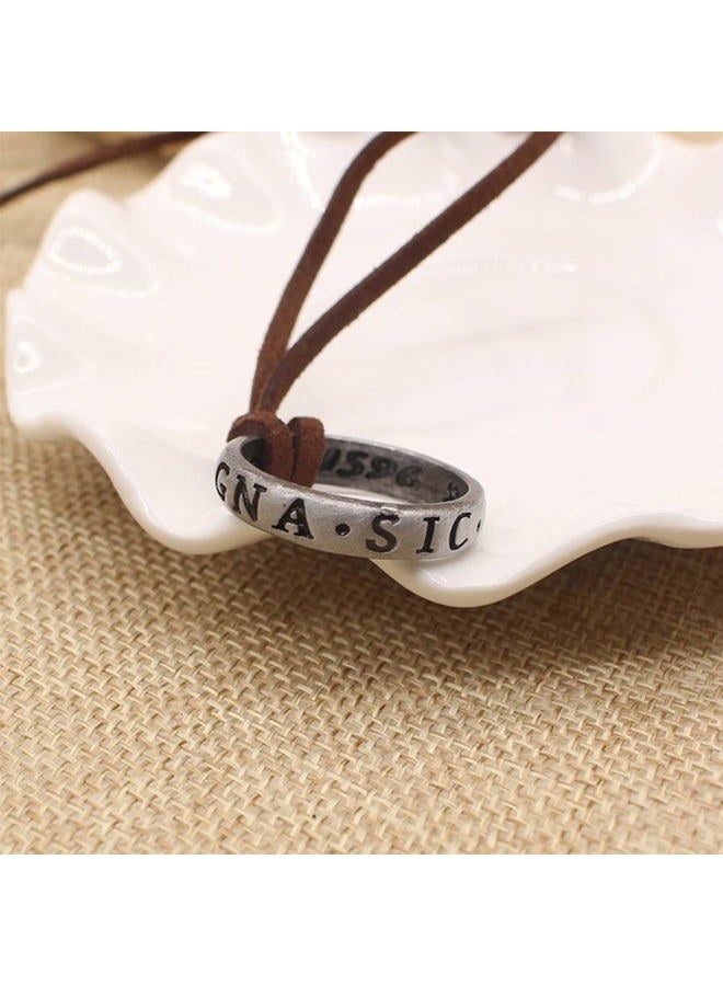 NWSOJ Uncharted 4 Nathan Drake Ring Necklace for Men with Adjustable Leather Cord Handmade - Image 5