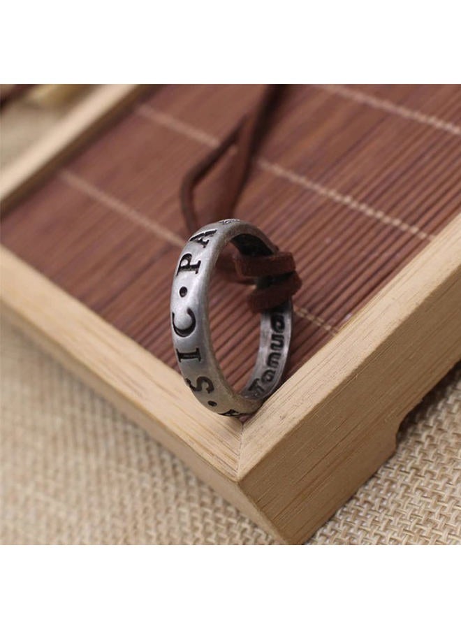 NWSOJ Uncharted 4 Nathan Drake Ring Necklace for Men with Adjustable Leather Cord Handmade - Image 2