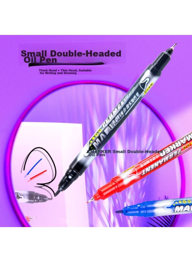 ترو كولور Truecolor قلم علامة مزدوج الرأس لرسم طلاب المدارس الابتدائية، أحمر زيتي سميك ورفيع مزدوج الرأس للتخطيط، سريع الجفاف، مقاوم للماء، ثابت اللون، علامة خط موقع البناء 0615b - Image 1