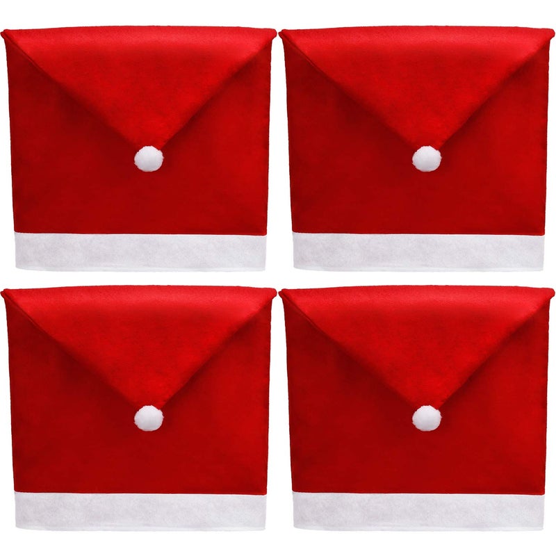 Tatuo 4 Pieces Christmas Chair Covers Decor  Santa Claus Hat Snowflake Chair Xmas Cap  Kitchen Dining Chair Slipcovers Sets for Christmas Holiday Festive Decorations (Grey) - Image 2