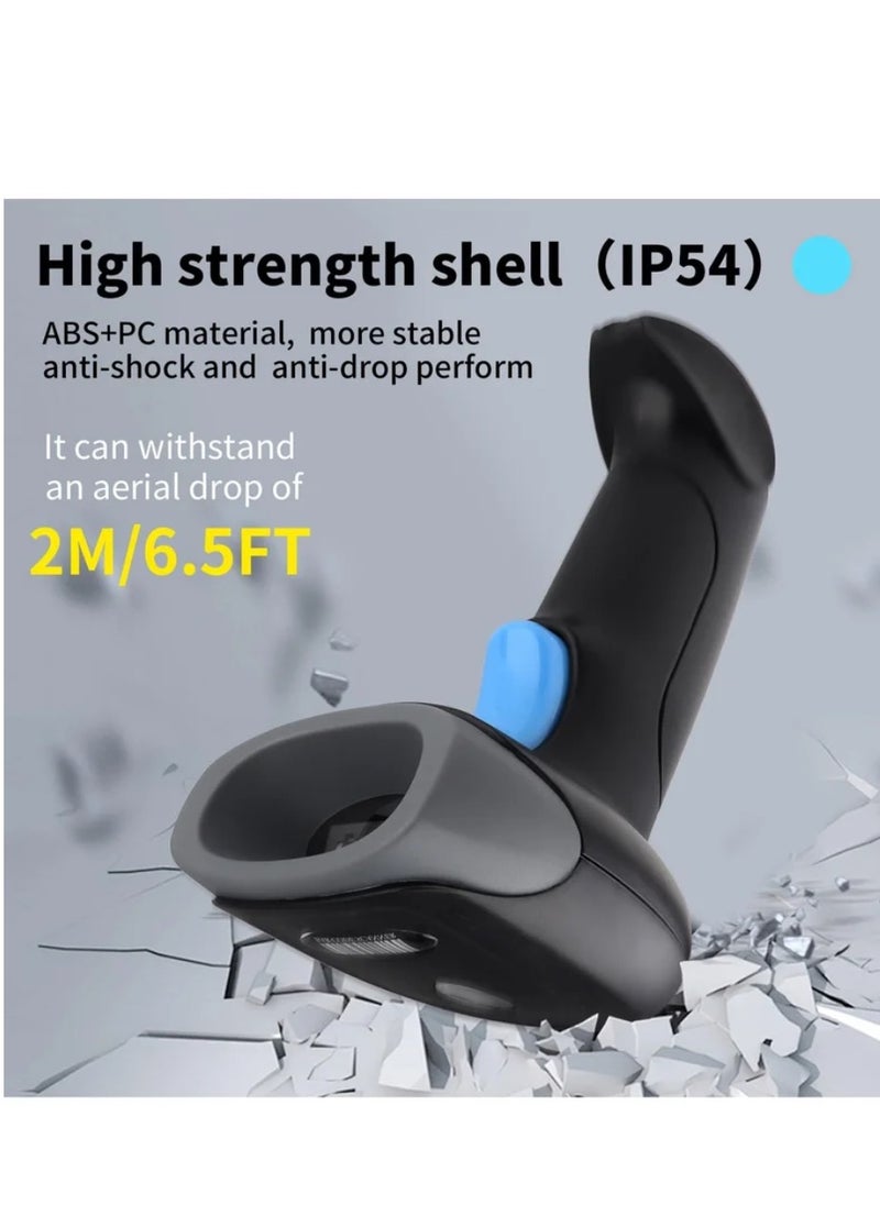 Generic Wireless Barcode Scanner 1D 2D QR Code Scanner Handheld Laser Bar Code Reader 3 in 1 with Bluetooth 2.4G Wireless and USB Wired 100m Transmission Distance Shock Dust Proof Hands Free  - Image 3