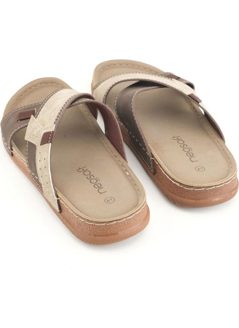 Gezer Summer Men's Artificial Leather Neosoft Comfortable Sole Daily Slippers