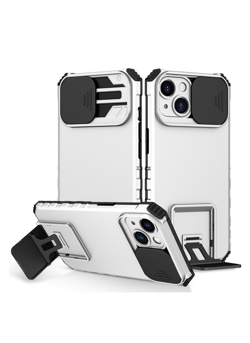 Generic - Iphone 14 White Mobile Phone Case Cover, Innovative Telescopic Bracket, Sliding Protection Camera Window, Bumper Shockproof Phone Back Cover - Image 1