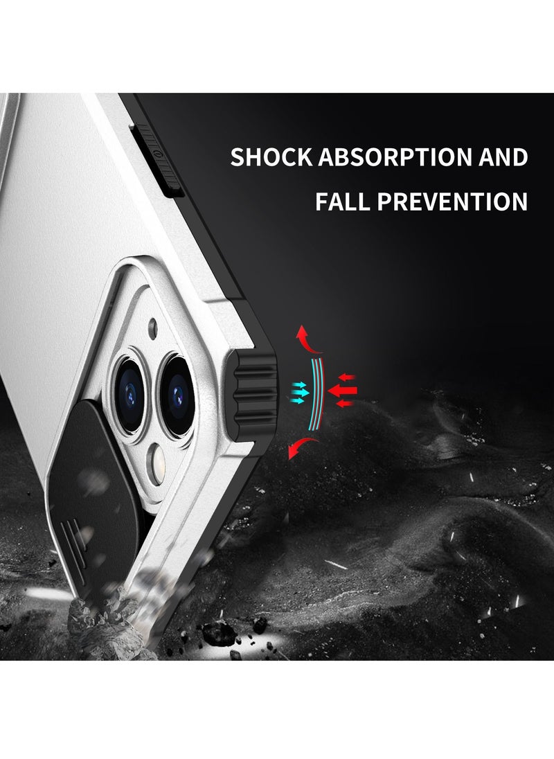 Generic - Iphone 14 White Mobile Phone Case Cover, Innovative Telescopic Bracket, Sliding Protection Camera Window, Bumper Shockproof Phone Back Cover - Image 1