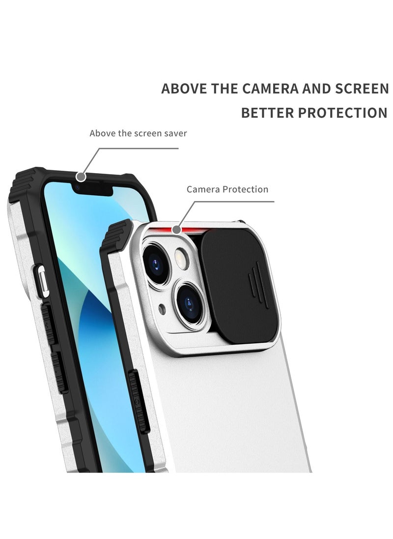 Generic - Iphone 14 White Mobile Phone Case Cover, Innovative Telescopic Bracket, Sliding Protection Camera Window, Bumper Shockproof Phone Back Cover - Image 1