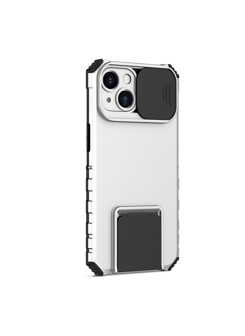 Generic - Iphone 14 White Mobile Phone Case Cover, Innovative Telescopic Bracket, Sliding Protection Camera Window, Bumper Shockproof Phone Back Cover - Image 1