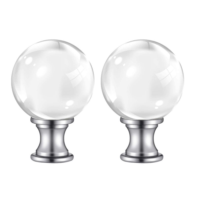 PEESIN ã€2 Packã€‘PEESIN Lamp Finials, 1/4-27 Inch Threaded Base Glass Ball Lamp Finials Decorative, Finials for Lamps with Chrome Base, Lamp Shade Screw Cap for Table or Floor Lamps - Image 1