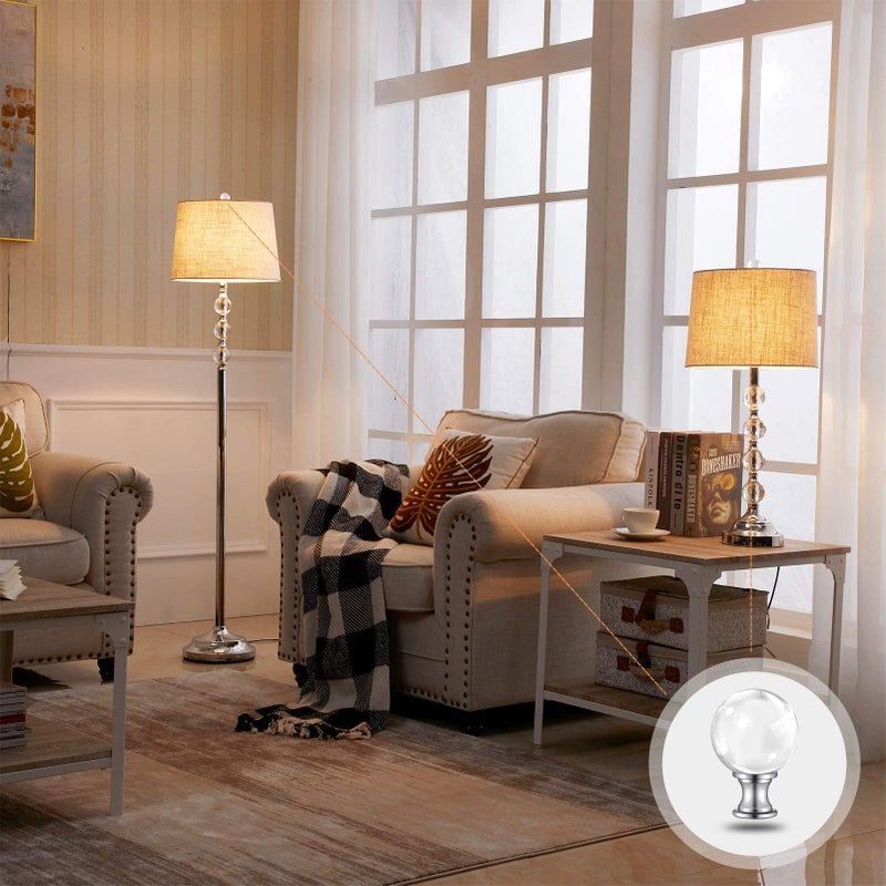 PEESIN ã€2 Packã€‘PEESIN Lamp Finials, 1/4-27 Inch Threaded Base Glass Ball Lamp Finials Decorative, Finials for Lamps with Chrome Base, Lamp Shade Screw Cap for Table or Floor Lamps - Image 2