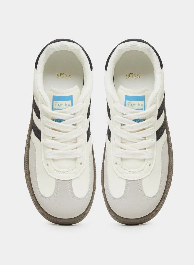 Styli Styli Striped Lace Up Sneakers