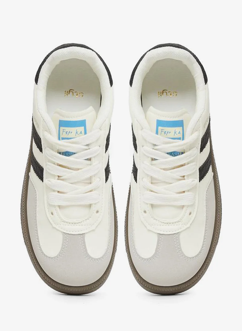 Styli Active  Striped Lace Up Sneakers for Women | Best Price UAE