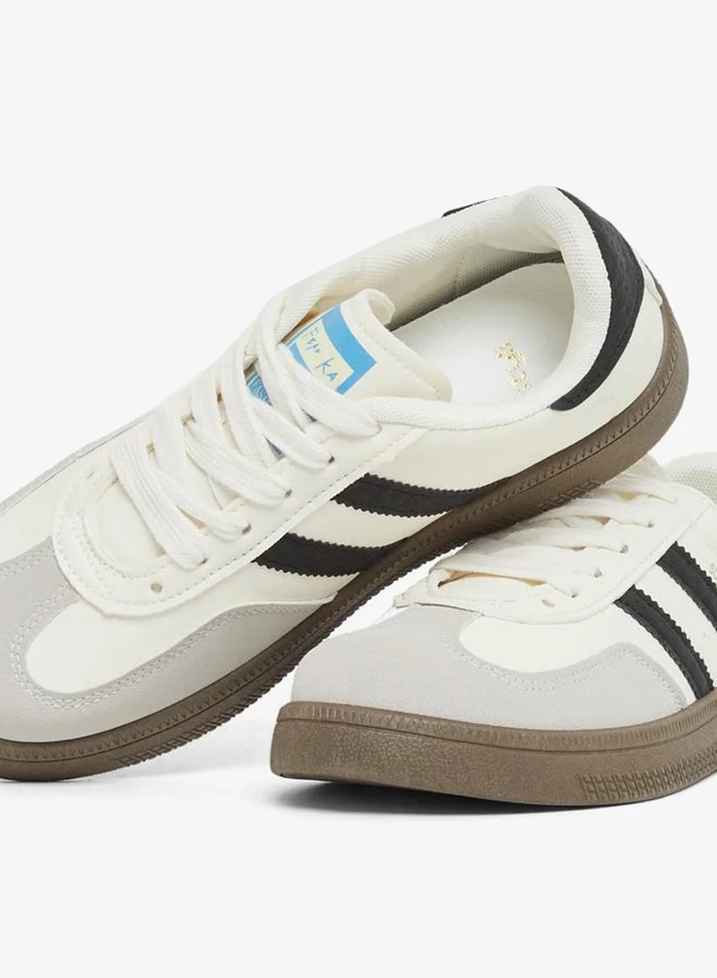 Styli Active  Striped Lace Up Sneakers for Women | Best Price UAE