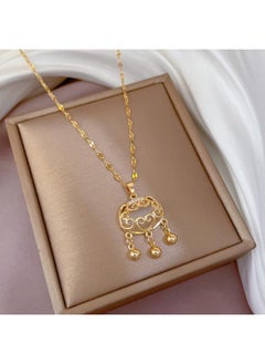 [titanium Steel] New Diamond-encrusted Four-leaf Flower Necklace Female Temperament Female High-grade Double-sided Shell Clavicle Chain Explosions