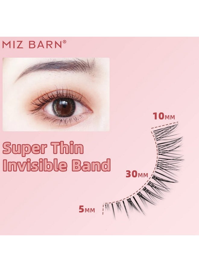 Miz Barn - Daily Lashes 4 Pairs Natural Look False Eyelashes, Natural Soft Lightweight Comfortable Short Lashes Strip Cross Clear Band Handmade False Eyelashes(Gt09) - Image 1