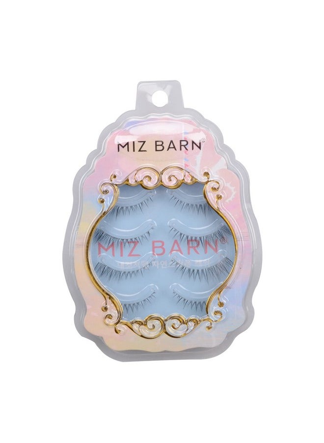 Miz Barn - Daily Lashes 4 Pairs Natural Look False Eyelashes, Natural Soft Lightweight Comfortable Short Lashes Strip Cross Clear Band Handmade False Eyelashes(Gt09) - Image 1