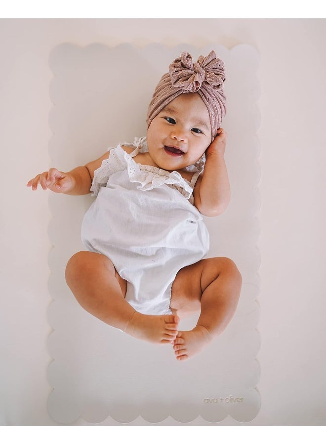 Ava + Oliver Vegan Leather Baby Changing Mat (16 X 30 in) - Multipurpose Wipeable and Portable Diaper Mat - Foldable for Travel (Cream Scallop) - Image 2