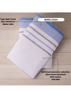 بالتيك لينين 100% Cotton Ultra Soft Bath Towel Set, 70x140 cm, Quick Dry, Super Absorbent, Antibacterial Treatment, 550 GSM Terry-  Weft collection  - Image 4