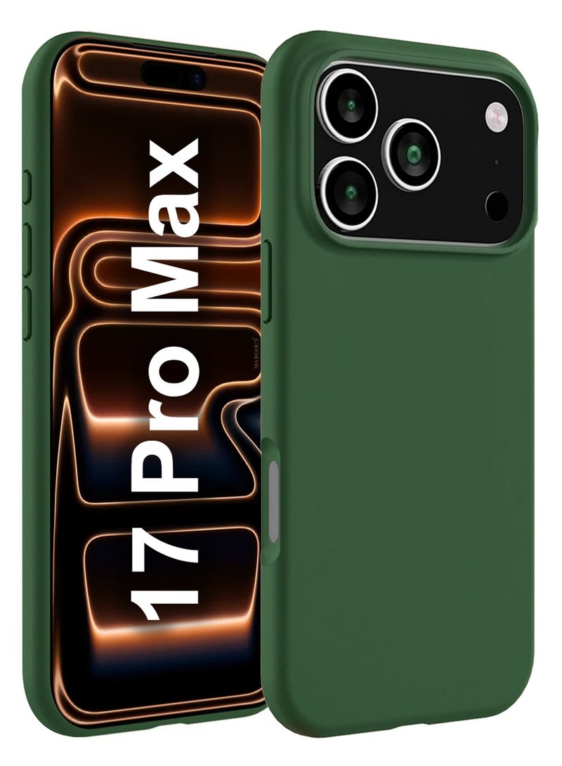CATANES Silicone Protective Phone Case for iPhone 17 Pro Max - Soft Anti-Scratch Microfiber Lining Utra Slim Drop Protection Phone Cover - Green - Image 1