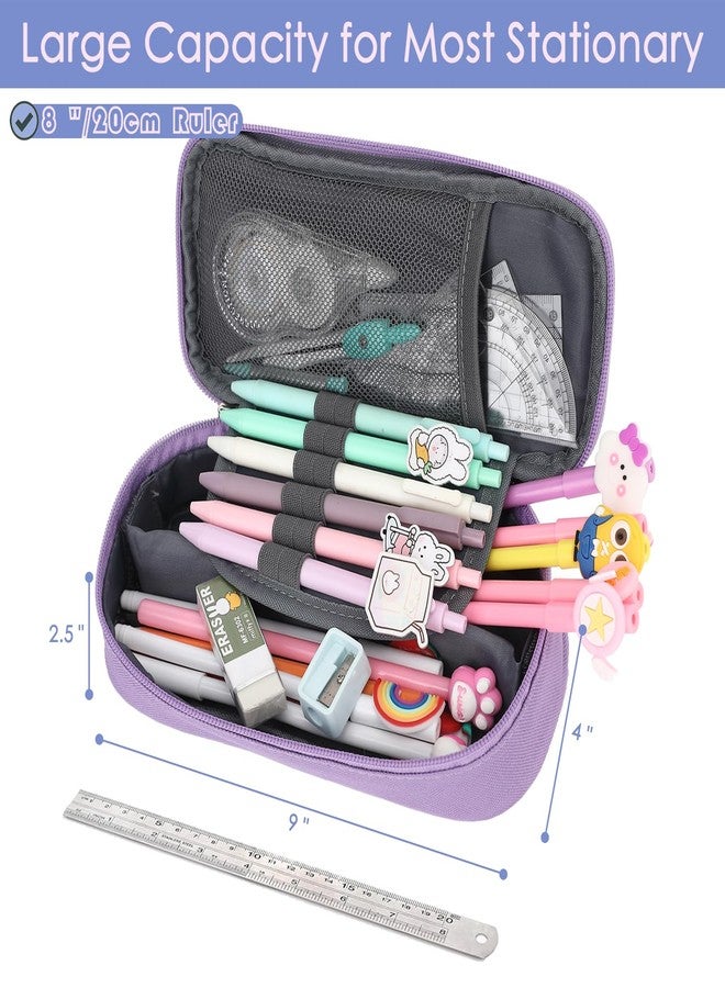 FlowFly Kids Pencil Case for Boys, Girls, Pencil Pouch Boys Soft Rainbow Pen Box, Purple - Image 3