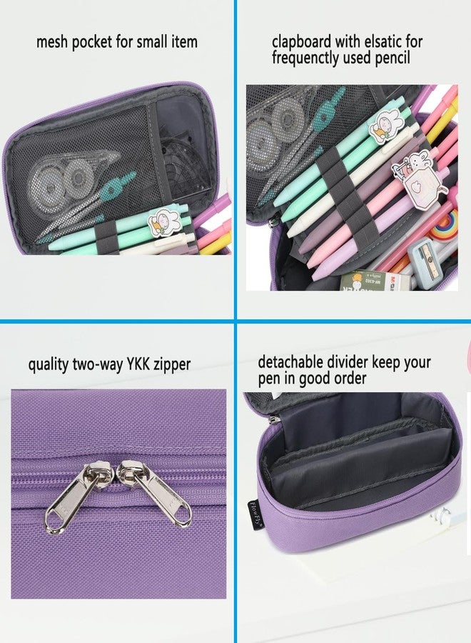 FlowFly Kids Pencil Case for Boys, Girls, Pencil Pouch Boys Soft Rainbow Pen Box, Purple - Image 5