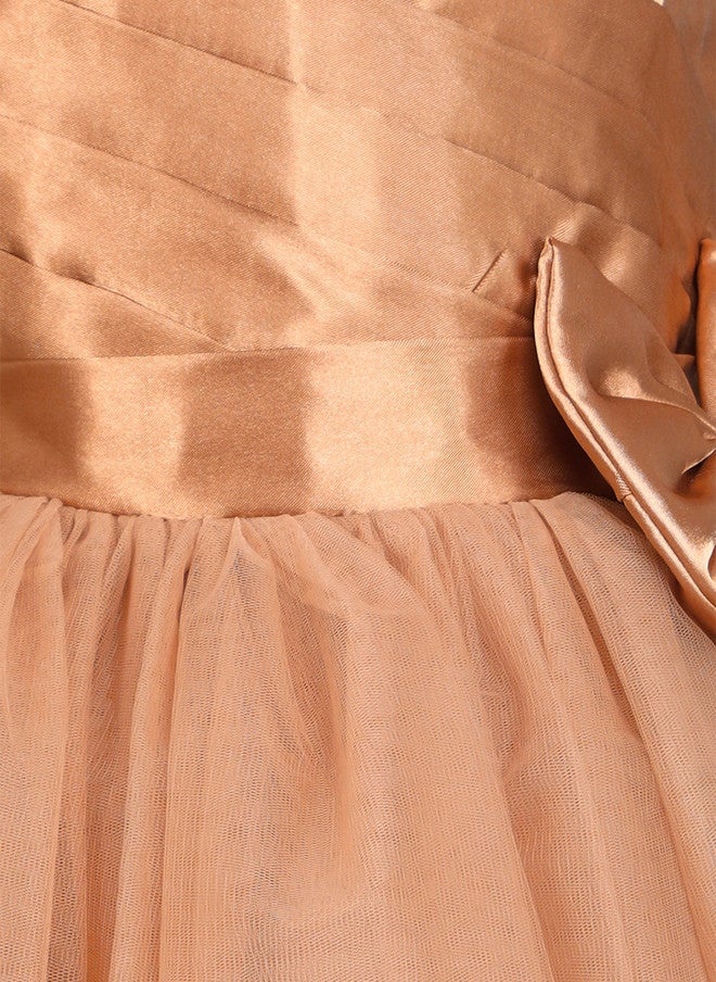 PinkChick Gold Satin Maxi Gown Dress for Girls - Image 2