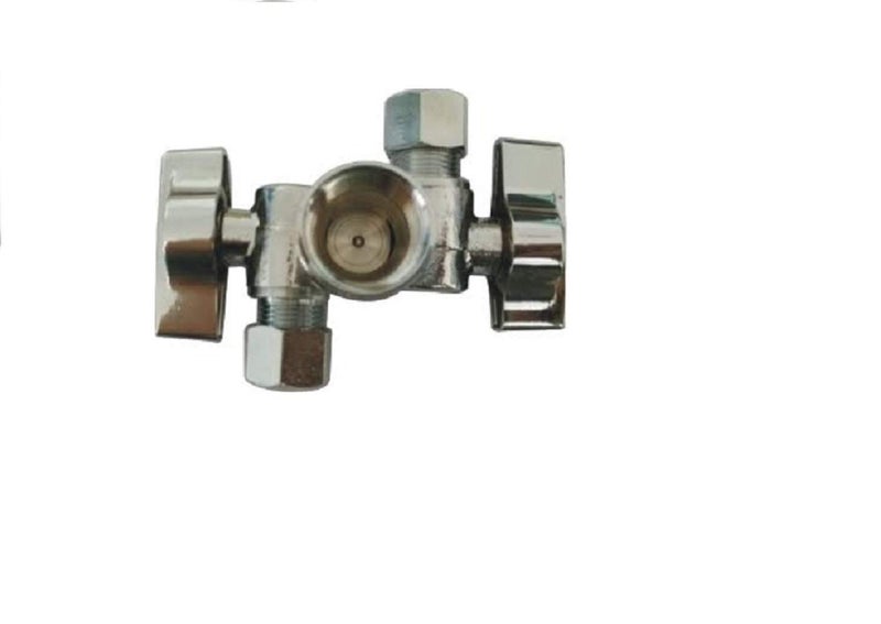 EZFluid 12 FIP Female Iron Pipe X 38Comp X 38Comp 14 Turn Double Handles Dual Outlet LF Brass Angle Stop Valve Water Shut Off Ball Valve For Water PipesFaucetToilet ValveIcemakerFilter1