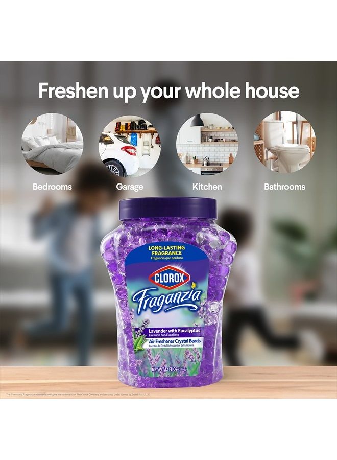 Clorox معطر هواء فرجانزيا إير كير كريستال بيز برائحة اللافندر مع رائحة الأوكاليبتوس، 12 أونصة | جل كريستال معطر هواء برائحة اللافندر والأوكاليبتوس من كلوركس فرجانزيا للسيارة أو المنزل - Image 4