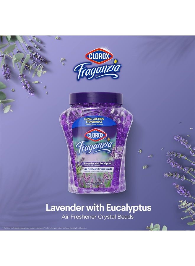 Clorox معطر هواء فرجانزيا إير كير كريستال بيز برائحة اللافندر مع رائحة الأوكاليبتوس، 12 أونصة | جل كريستال معطر هواء برائحة اللافندر والأوكاليبتوس من كلوركس فرجانزيا للسيارة أو المنزل - Image 2
